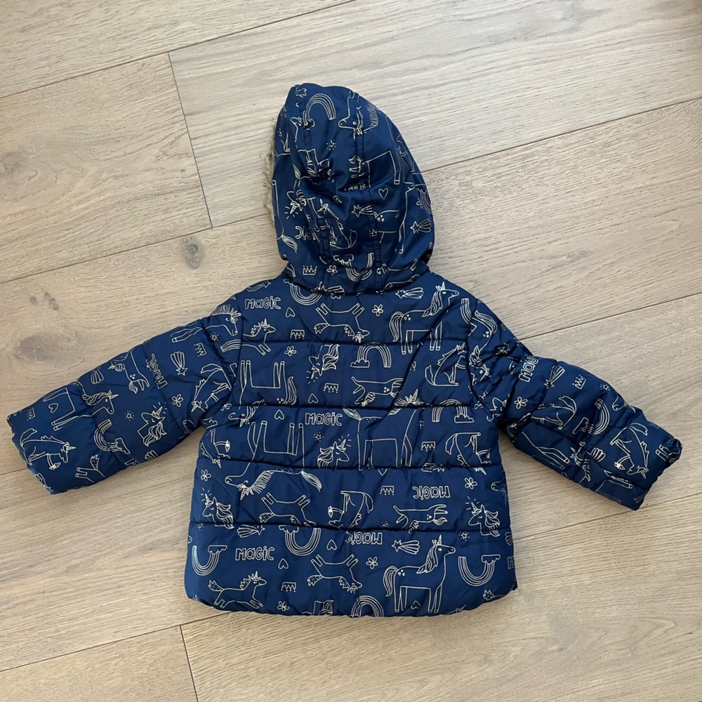 Carter's Blue Puffer Jacket with Fun Patterns - Picture 2 of 3
